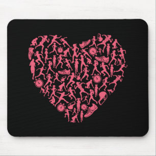 Pink Running Silhouette Heart - Women Runner Mouse Mat