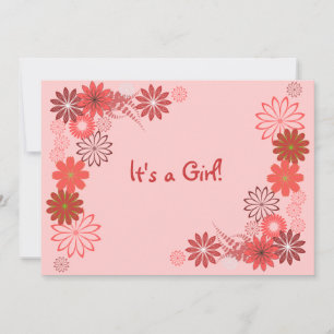 Pink, Rust, Rose Floral Baby Shower Invitation