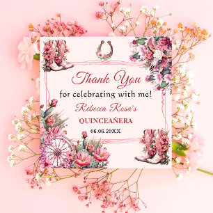 Pink Rustic Boho Western Charra Theme Quinceanera Napkin