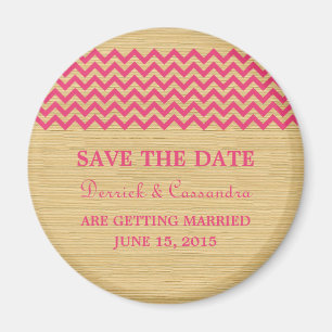 Pink Rustic Chevron Save the Date Magnet