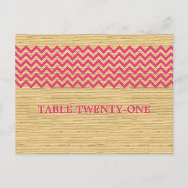 Pink Rustic Chevron Table Number Postcard (Front)