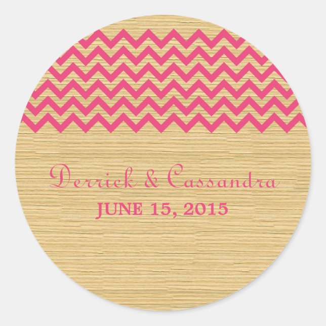Pink Rustic Chevron Wedding Stickers (Front)