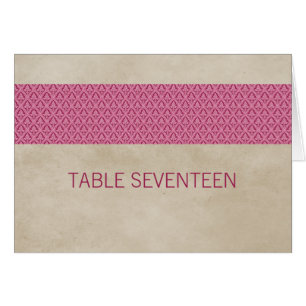 Pink Rustic Damask Table Number Card