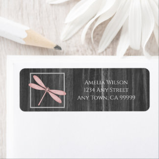 Pink Rustic Dragonfly Return Address Label