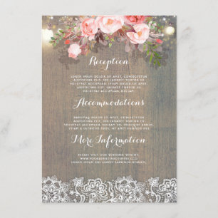 Pink Rustic Floral Wedding Information Guest Enclosure Card