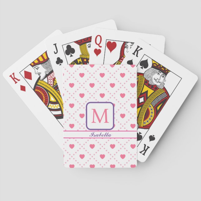Pink Rustic Heart Valentines Day Collection Playing Cards (Back)