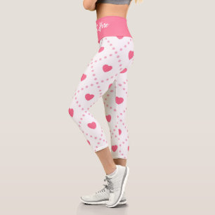 Pink Rustic Heart Valentines Day Collections Capri Leggings
