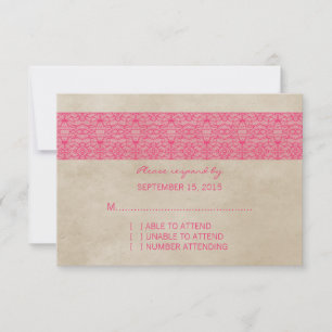 Pink Rustic Lace Response Card