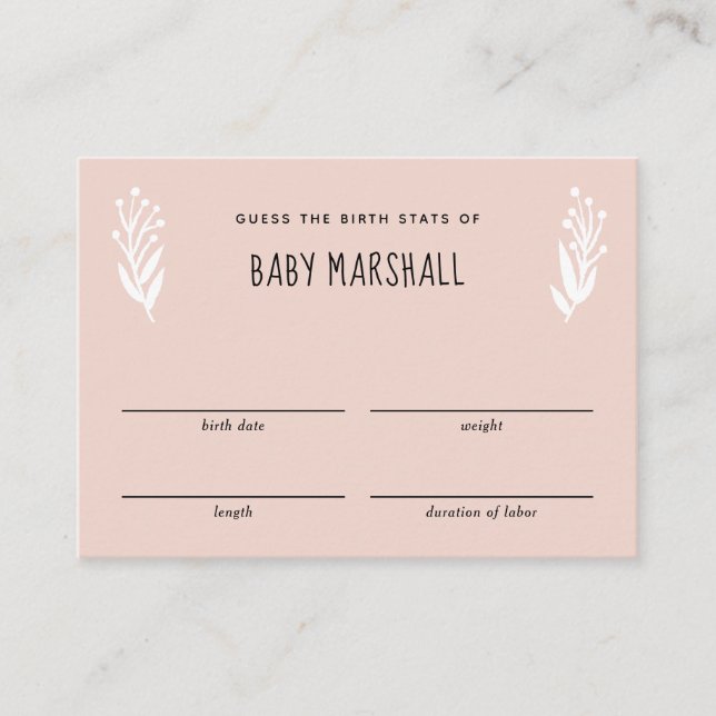 Pink Rustic Mama to Bee Baby Shower Guessing Game Enclosure Card (Front)