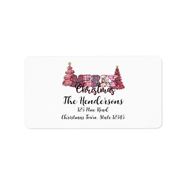 Pink Rustic Merry Christmas Label (Front)