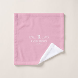 Pink Rustic Monogram Wash Cloth