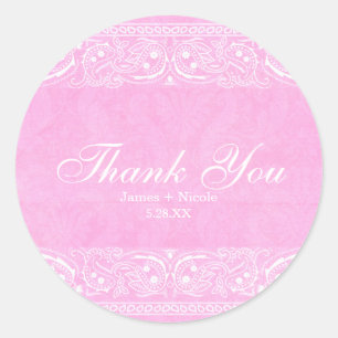 Pink Rustic Paisley Country Western Bridal Shower Classic Round Sticker