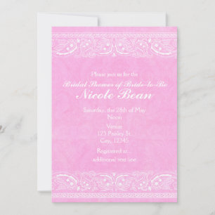 Pink Rustic Paisley Country Western Bridal Shower Invitation