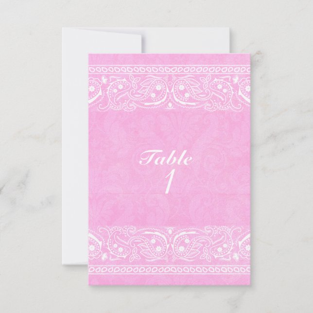 Pink Rustic Paisley Country Western Table Number (Front)