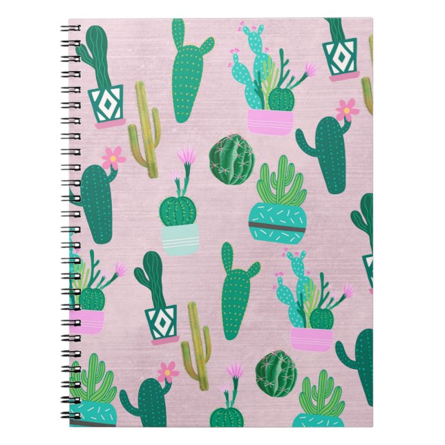 Pink Rustic Southwestern Cacti Cactus Plants Notebook (Front)