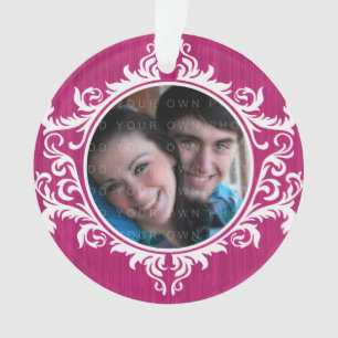 Pink Rustic Swirls Holiday Photo Ornament