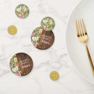 Pink Safari Animal Rustic Gold Glitter Baby Shower Confetti