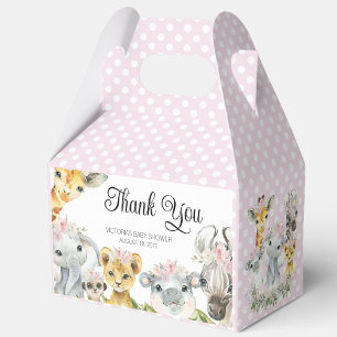 Pink Safari Animals Baby Shower Favour Box