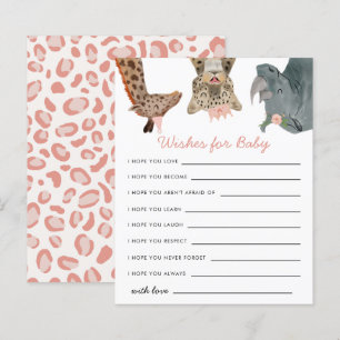 Pink Safari Animals Wishes for Baby Card