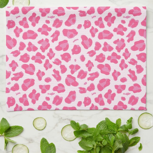 Pink Safari- Pink Leopard Print Tea Towel (Folded)