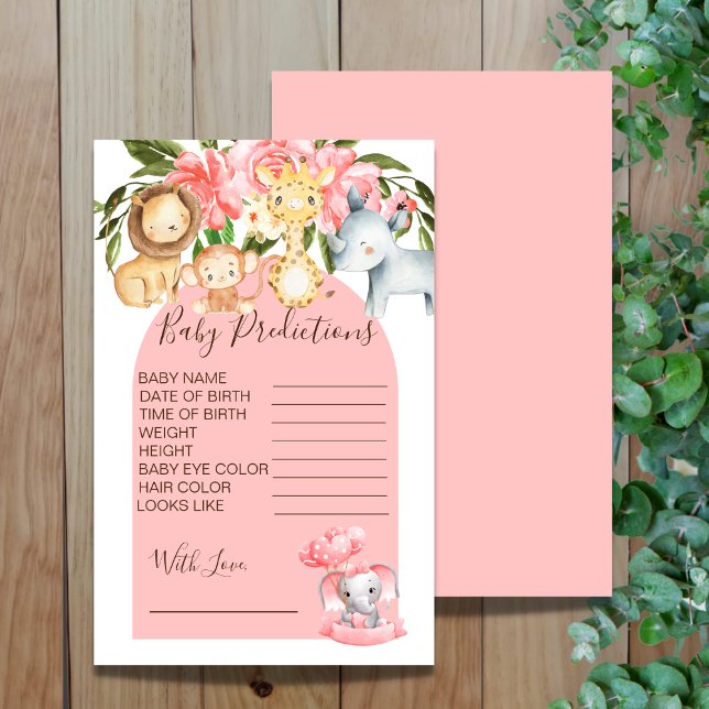 Pink Safari Theme Baby Shower Predictions Game (Creator Uploaded)