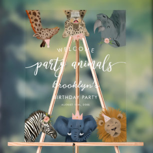 Pink Safari Theme Birthday Party Welcome Sign