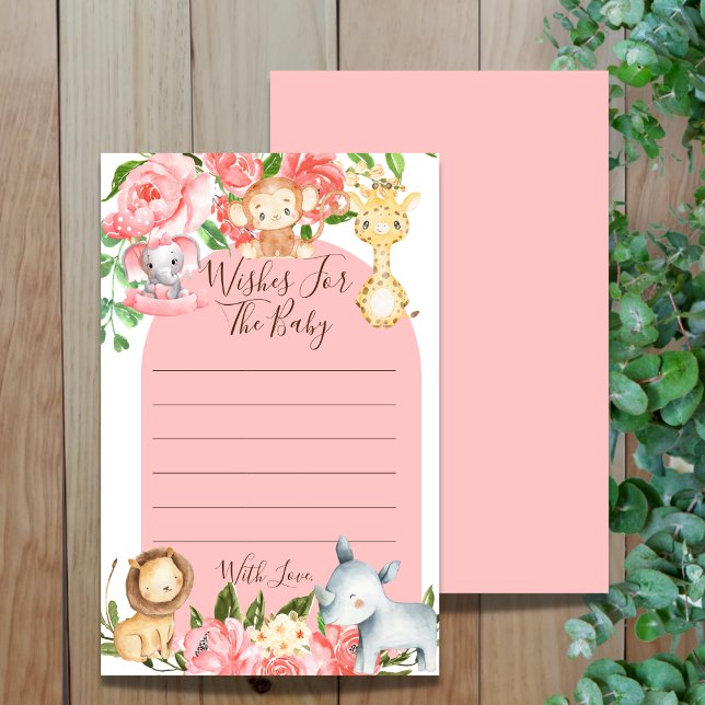 Pink Safari Theme Wishes For The Baby Shower Game (Creator Uploaded)