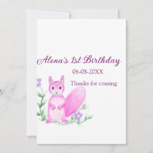 Pink safari Woodland animal birthday add name year Invitation