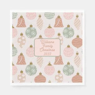 Pink Sage Boho Ornaments Personalised Christmas Napkin