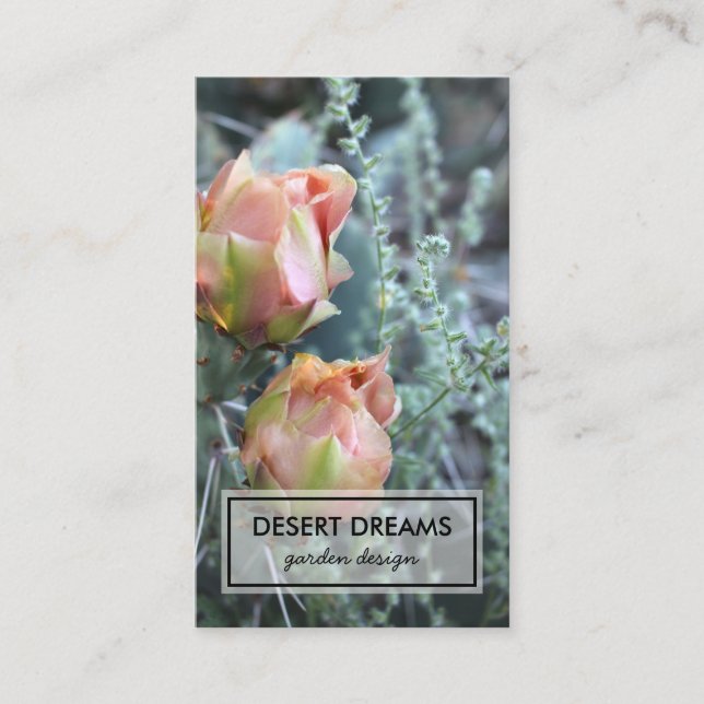 Pink Sage Cactus Flower Desert Garden Photo Travel Business Card (Front)
