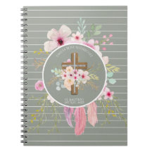 Pink Sage Floral Cross BAUTIZO Baptism Bautismo
