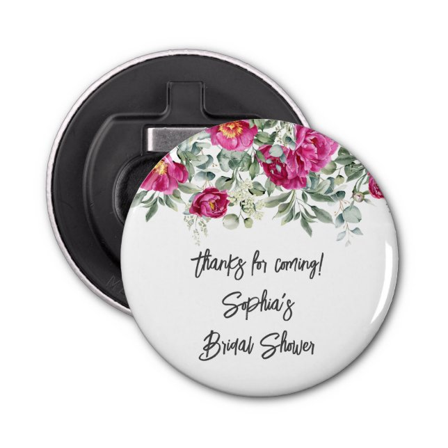 Pink Sage Flowers Floral Shower Favours Bottle Opener (Front)