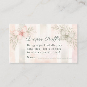 Pink Sage Green Butterfly Diaper Raffle Enclosure Card