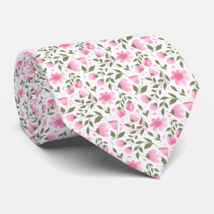 Pink & Sage Green Floral Pattern Tie