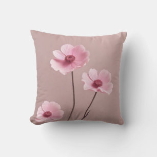 Pink Sage Green Flowers Leave Watercolor Pattern  Cushion
