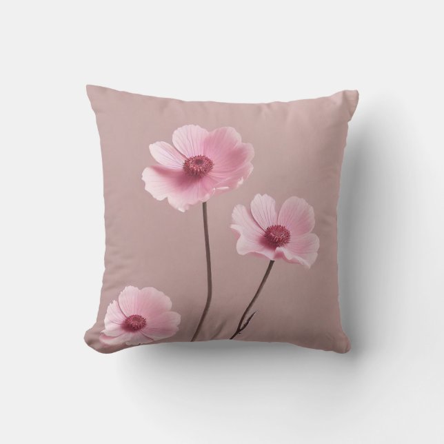 Pink Sage Green Flowers Leave Watercolor Pattern  Cushion (Front)