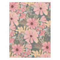 Pink Sage Green Flowers Leave Watercolor Pattern
