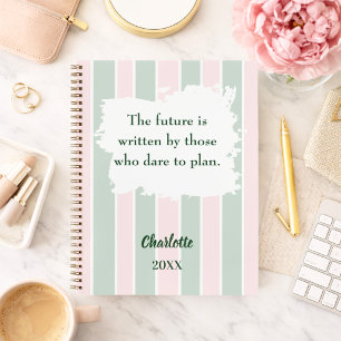 Pink sage green inspirational quote writing notebook