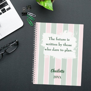 Pink sage green inspirational quote writing notebook