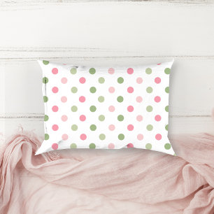 Pink & Sage Green Pastel Polka Dot Decorative Cushion