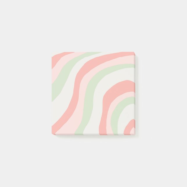 Pink Sage Green Pastel Stripes Chic Modern Retro Post-it Notes (Front)