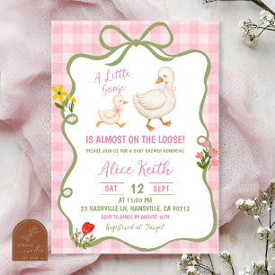 Pink Sage Green Silly goose baby shower Invitation