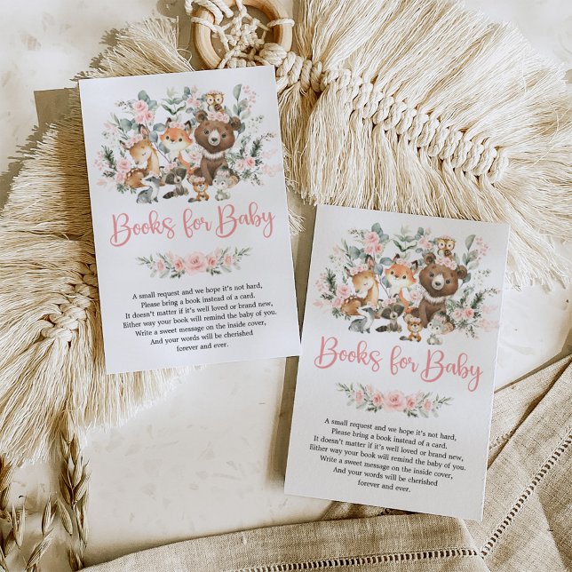 Pink Sage Greenery Woodland Animals Books for Baby Enclosure Card (Creator Uploaded)