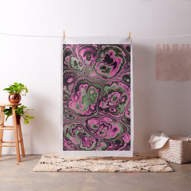 Pink & Sage Marble Bloom Fabric (In Situ)