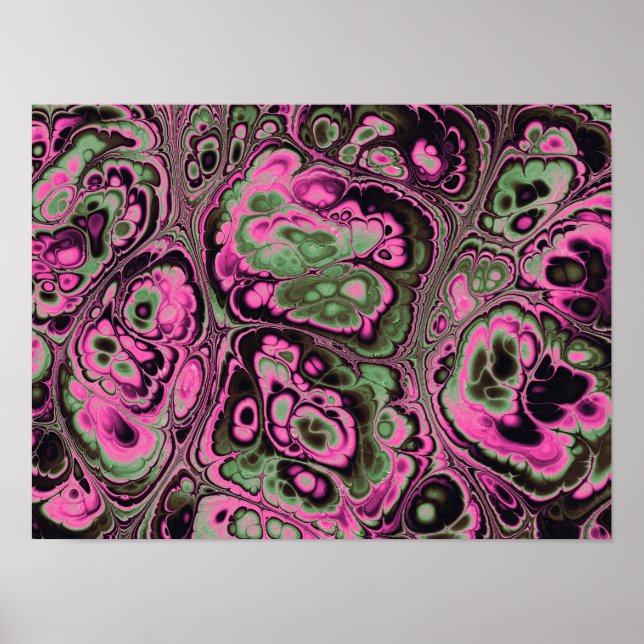 Pink & Sage Marble Bloom Poster (Front)