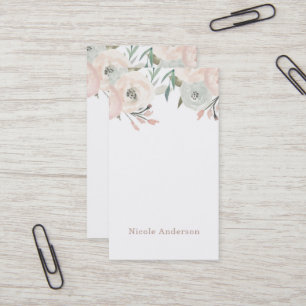 Pink & Sage Mint Green Modern Floral Chic Elegant Business Card