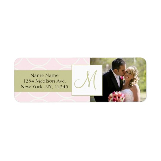Pink Sage Monogram Photo Wedding Address Labels