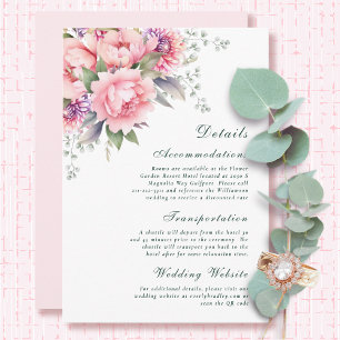 Pink Sage Romantic Watercolor Floral Peony Detail Enclosure Card