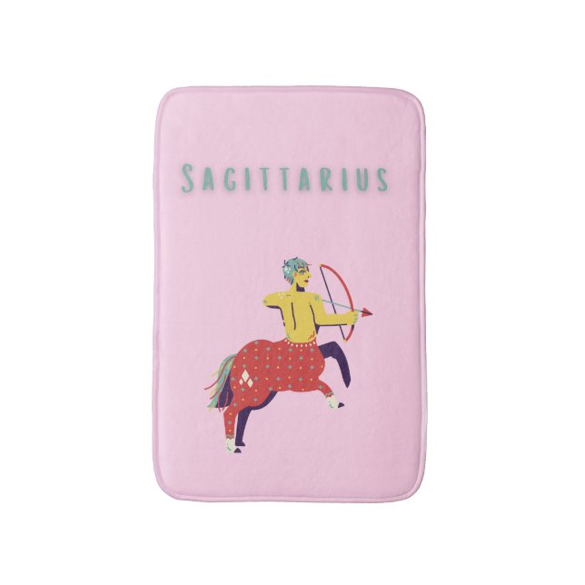 Pink Sagittarius, zodiac, star sign Bath Mat (Front Vertical)