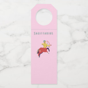 Pink Sagittarius, zodiac, star sign Bottle Tag